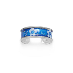 Blue Flower Epoxy Toe Ring