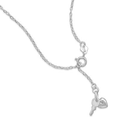 9"+1" Extension Chain Anklet with Heart and Key Charm