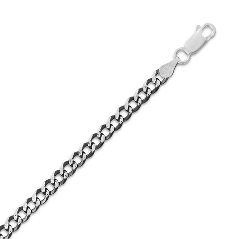 120 Black Rhodium Plated Diamond Cut Curb Chain (4.3mm)