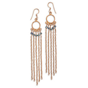 Crystal and Copper Chain French Wire Earrings