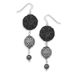 Black Cinnabar Bali Drop Earrings