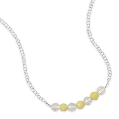 17" Necklace with Faceted Lemon Quartz and Jade
