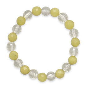 7" Faceted Lemon Quartz and Jade Bracelet