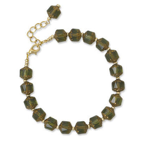7"+1" Green Glass Fashion Bracelet