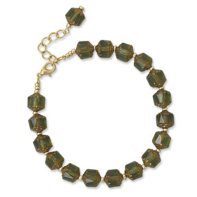 7"+1" Green Glass Fashion Bracelet