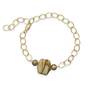 6.5"+1.5" 14/20 Gold Filled Bracelet with Ceramic Bead