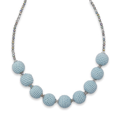 17"+2" Glass and Crochet Bead Necklace