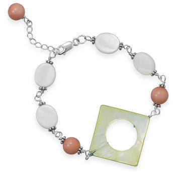 7"+1" Shell and Coral Bracelet