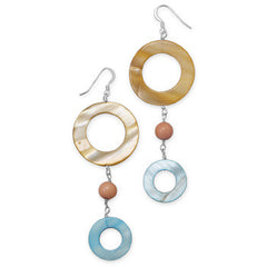 Multicolor Shell with Coral Earrings