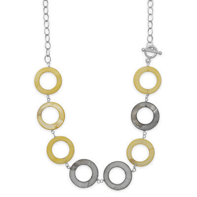 25" Yellow and Grey Shell Toggle Necklace