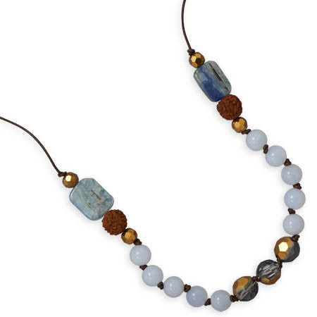 16" + 2" Chalcedony and Kyanite Fashion Necklace