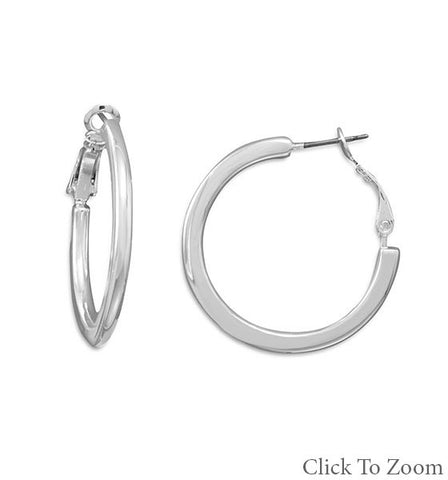 Silver Plated Flat Hoop Fashion Earrings
