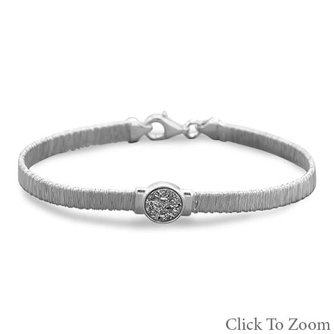 Rhodium Plated Wire Wrap Druzy Bracelet