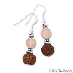 Rose Quartz and Seed Bead Drop Earrings