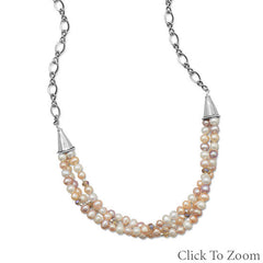 Multiple Strand Cultured Freshwater Pearl and Crystal Necklace