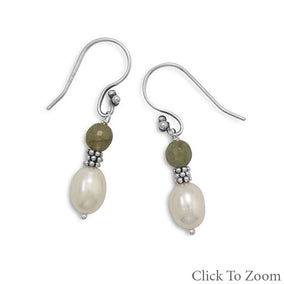 Faceted Labradorite and Cultured Freshwater Pearl Earrings