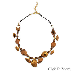 Gold Glass Nugget Fashion Necklace