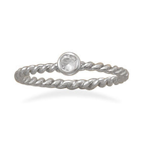 Clear Glass Stackable April Birthstone Ring