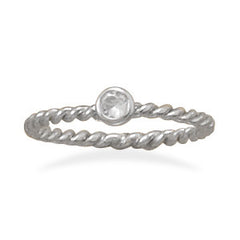 Clear Glass Stackable April Birthstone Ring