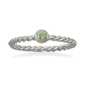 Light Green Glass Stackable August Birthstone Ring