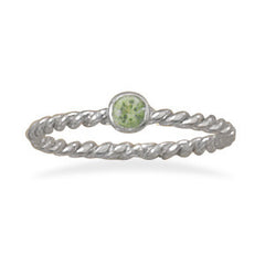 Light Green Glass Stackable August Birthstone Ring