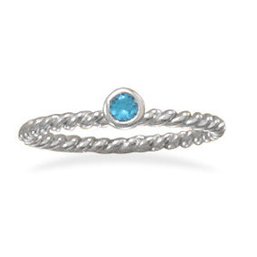 Aqua Glass Stackable December Birthstone Ring