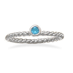 Aqua Glass Stackable December Birthstone Ring