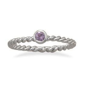 Purple Glass Stackable February Birthstone Ring