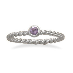 Purple Glass Stackable February Birthstone Ring