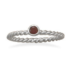 Dark Red Glass Stackable January Birthstone Ring