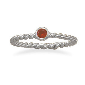 Red Glass Stackable July Birthstone Ring