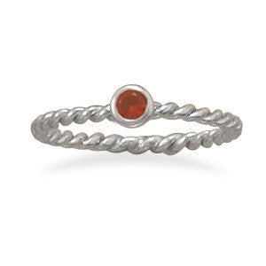 Red Glass Stackable July Birthstone Ring