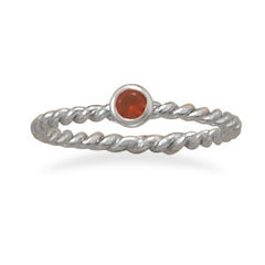 Red Glass Stackable July Birthstone Ring