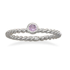 Lavender Glass Stackable June Birthstone Ring