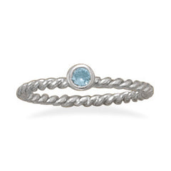 Light Blue Glass Stackable March Birthstone Ring