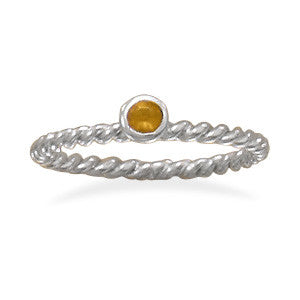 Orange Glass Stackable November Birthstone Ring