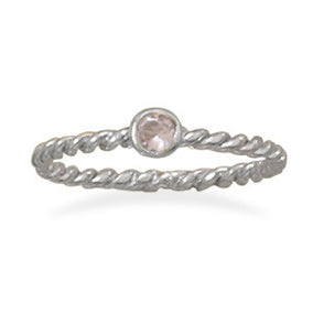Pink Glass Stackable October Birthstone Ring