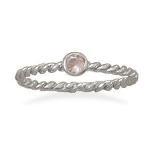 Pink Glass Stackable October Birthstone Ring