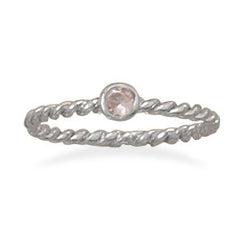 Pink Glass Stackable October Birthstone Ring
