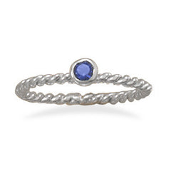 Dark Blue Glass Stackable September Birthstone Ring