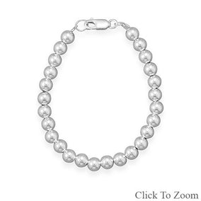 8" 6mm Sterling Silver Bead Bracelet