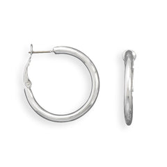 Silver Plated Brass Round Tube Post Clip Fashion Hoop Earrings