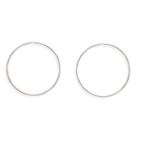 76mm x 2mm Silver Tone Fashion Hoops