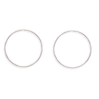 76mm x 2mm Silver Tone Fashion Hoops