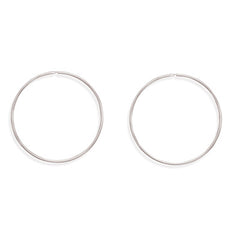 76mm x 2mm Silver Tone Fashion Hoops