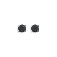 Stainless Steel Black CZ Stud Earrings