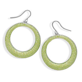 Green Sparkle Epoxy Fashion Earrings