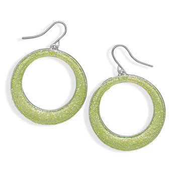 Green Sparkle Epoxy Fashion Earrings