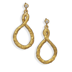 14 Karat Gold Plated Brass Earrings with CZ