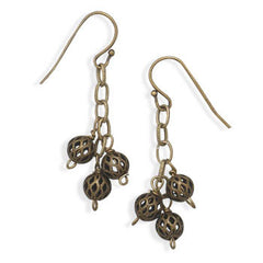 Oxidized Brass Bead Drop Earrings